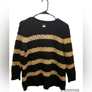 J. Crew Tan Black Chunky Merino Wool Sweater Size M